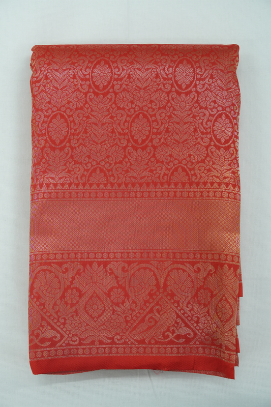 Brocade Saree – Wedding Orange Elegance