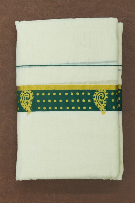Set Mundu – Dark Green Grandeur with Golden Charm