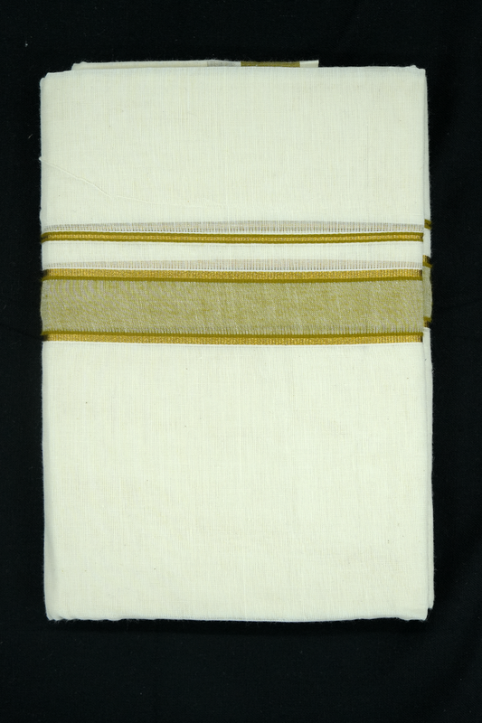 Double Dhothi with Cherupayar green Kara & Golden Kasav
