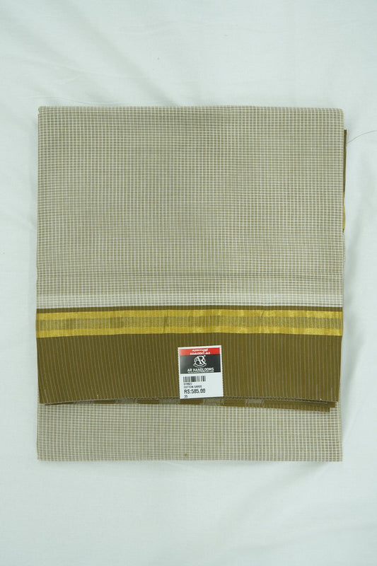 Cotton Saree (#004) – Soft Daily Wear with Checks Design & Lines Pallu