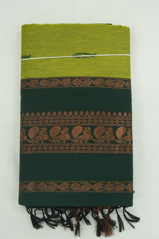 Kalyani Cotton Saree – Light Green & Dark Green (04)