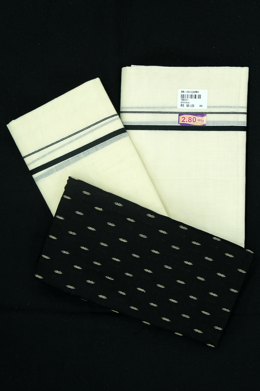 Puliyilakara Set Mund with Blouse – Black