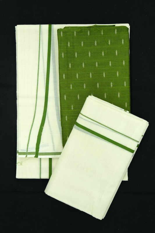 Puliyilakara Set Mund with Blouse – Light Green