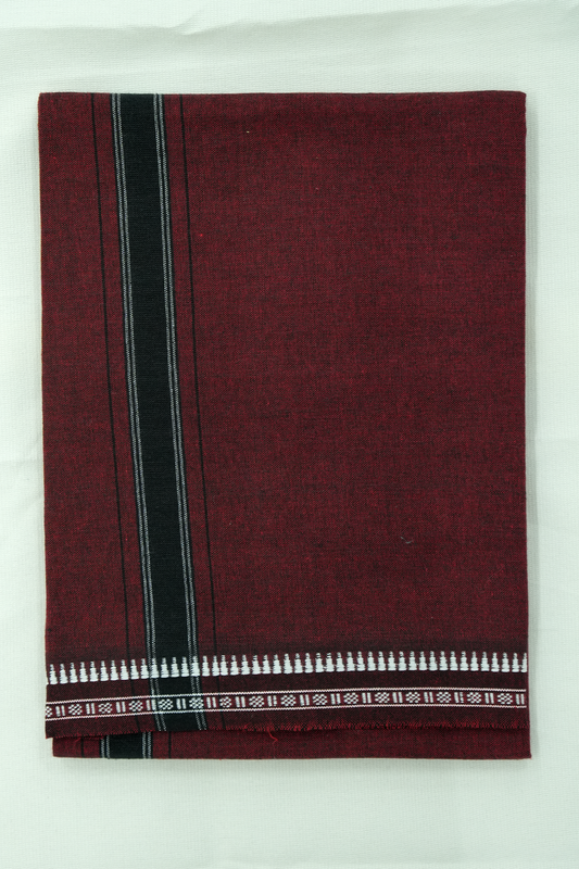 Single Dhothi (Kaily #0046) – Bloody red with black Kara & Temple Border
