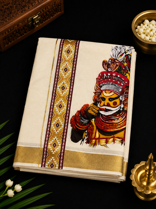 Onam Special Double Dhothi premium print - Muthappan