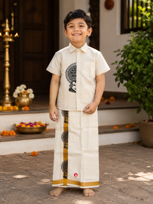 Boys Shirt & velcro mund - Kadhakali black
