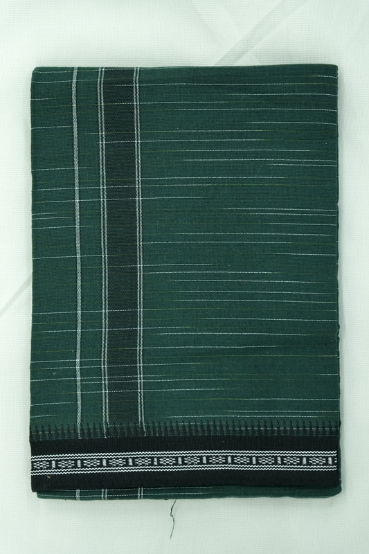 Soft Cotton Single Dhothi – Dark Green