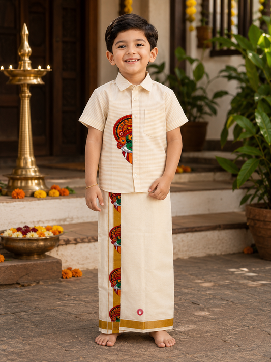 Boys Shirt & velcro mund - Kadhakali color