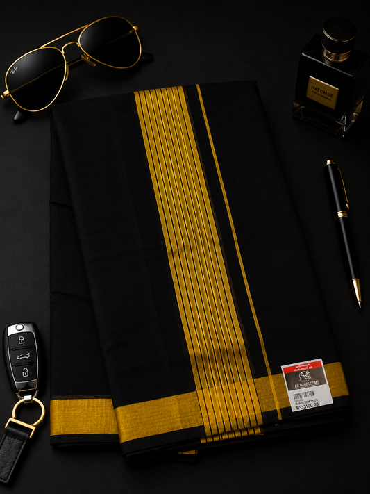 BLACK HANDLOOM GOLD LINES KARA