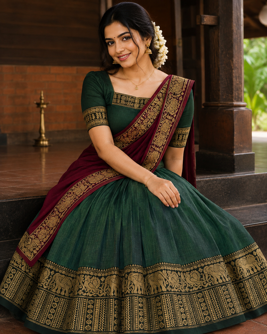 NARAYANPETT DHAVANI - Green/maroon