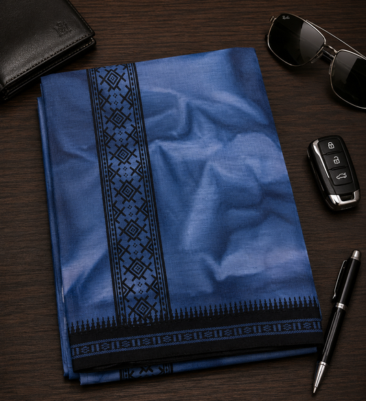 Dye & Dye Single Dhothi - ink blue