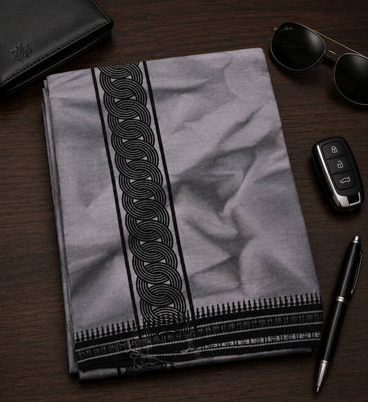Dye & Dye Single Dhothi - Ash