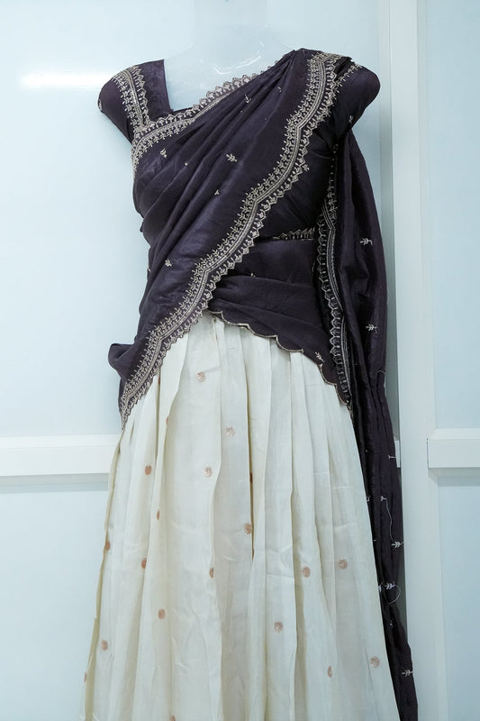 Royal Mauve Viscose Shimmer Dhavani Set with Crush Tissue Dupatta D002