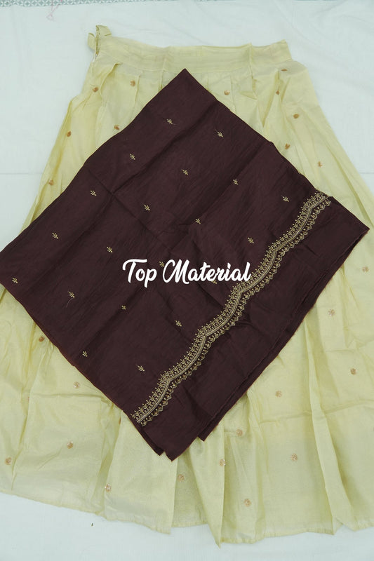 Crush Tissue Blouse with Viscose Butta Skirt – Coffee Brown