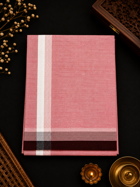 Premium cotton 187 Single Dhothi - Coral