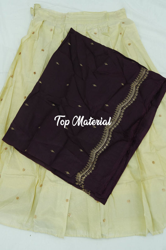 Crush Tissue Blouse with Viscose Butta Skirt –Dark Purple