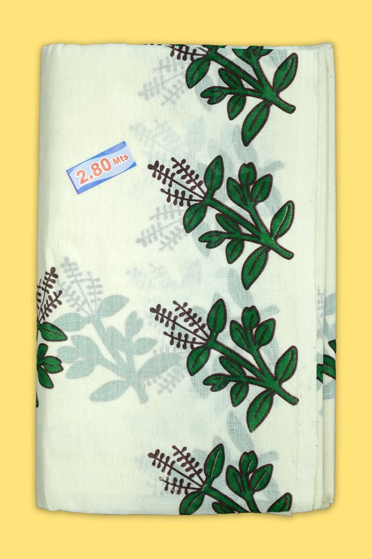 Tulasi Kadhir Set Mundu โ Cotton with Traditional Print