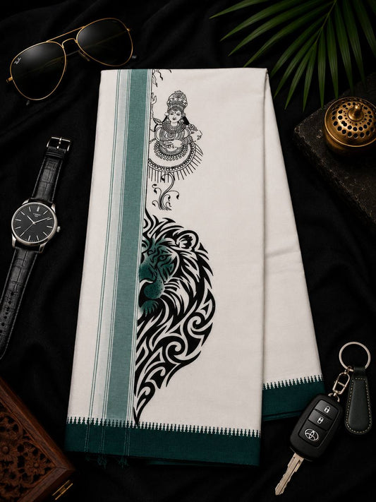 LION PRINT Single Mund - Teal