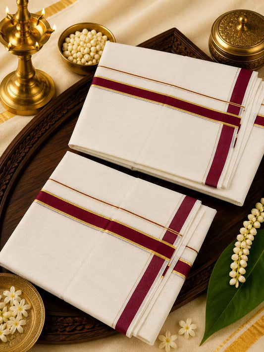 3/4 inch Gold and Maroon Kara Set Mund