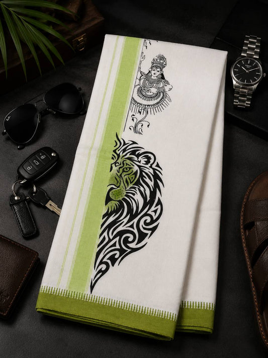 LION PRINT Single Mund - Green