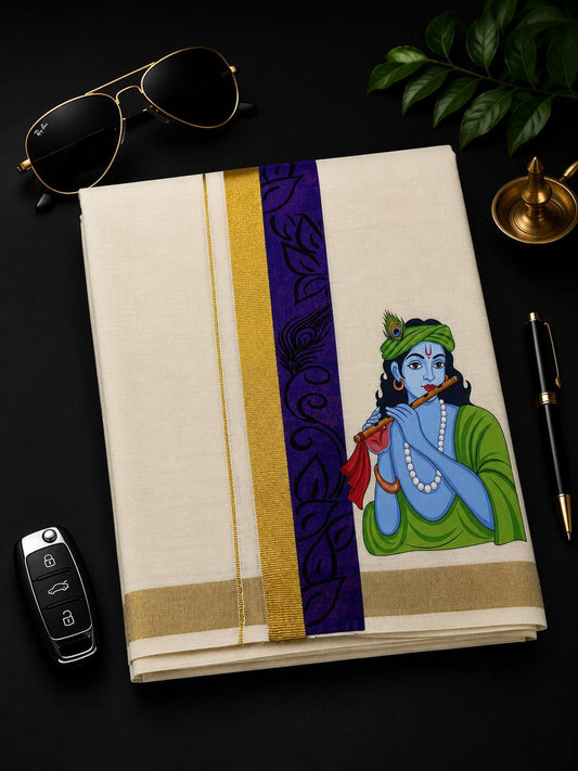 Krishnan Double Dhothi - Violet