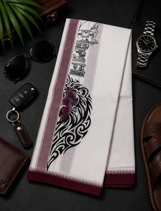 LION PRINT Single Mund - Grape