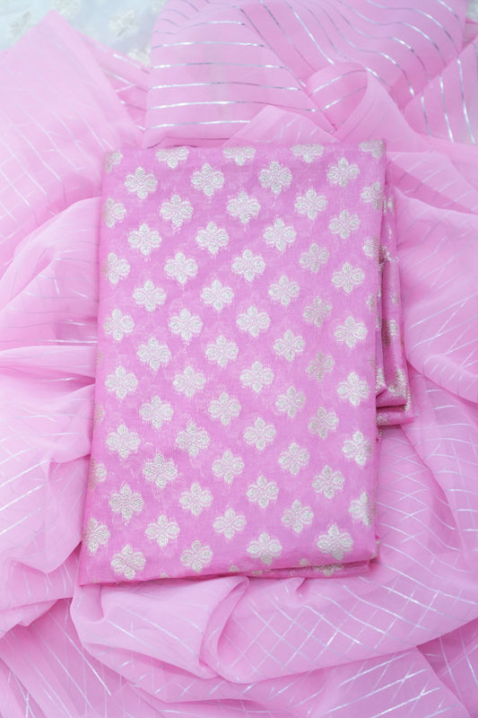 Chiffon Dhavani Set - baby pink (04)