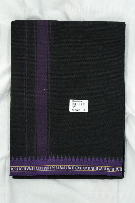 Black Single Dhothi – Purple Border & Kara