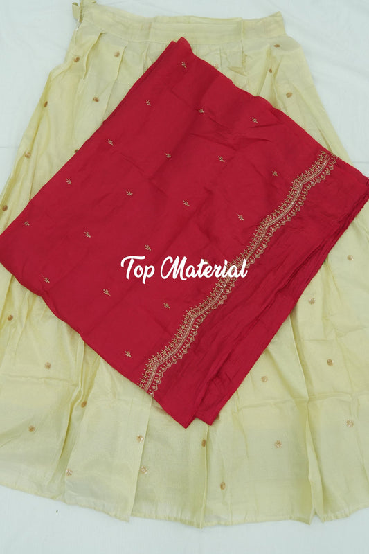 Crush Tissue Blouse with Viscose Butta Skirt – Rani Pink