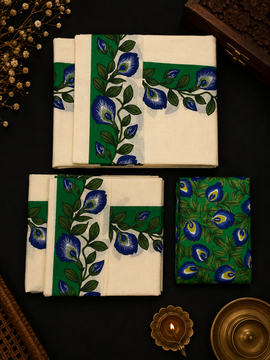 Shang Pushpam (pea flower) Set Mund (with Blouse)