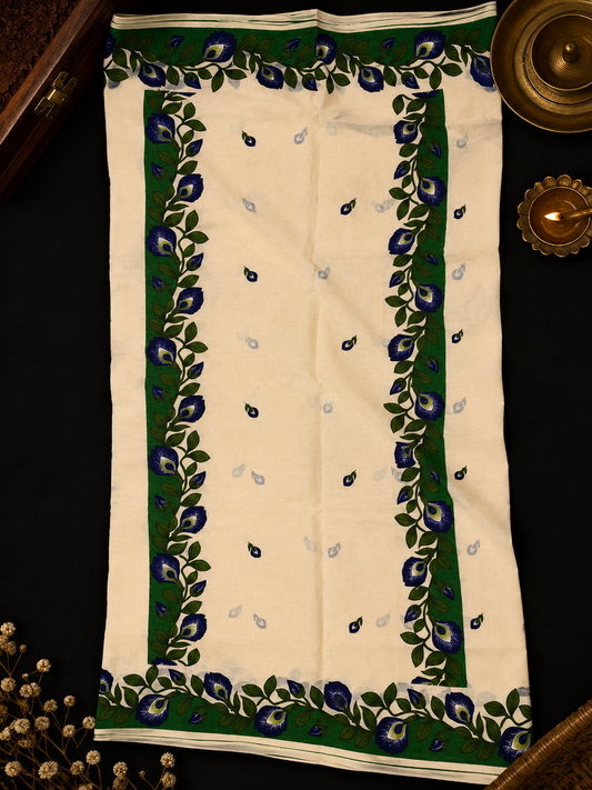Shang Pushpam (pea flower) Set Saree (with Blouse)