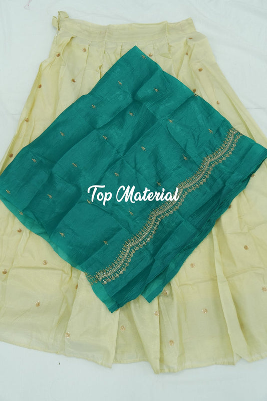 Crush Tissue Blouse with Viscose Butta Skirt – Teal