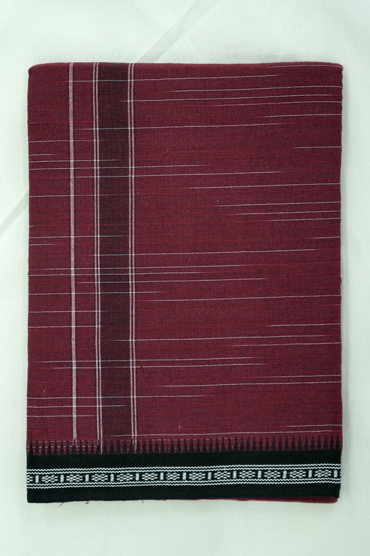 Soft Cotton Single Dhothi – Wine Color