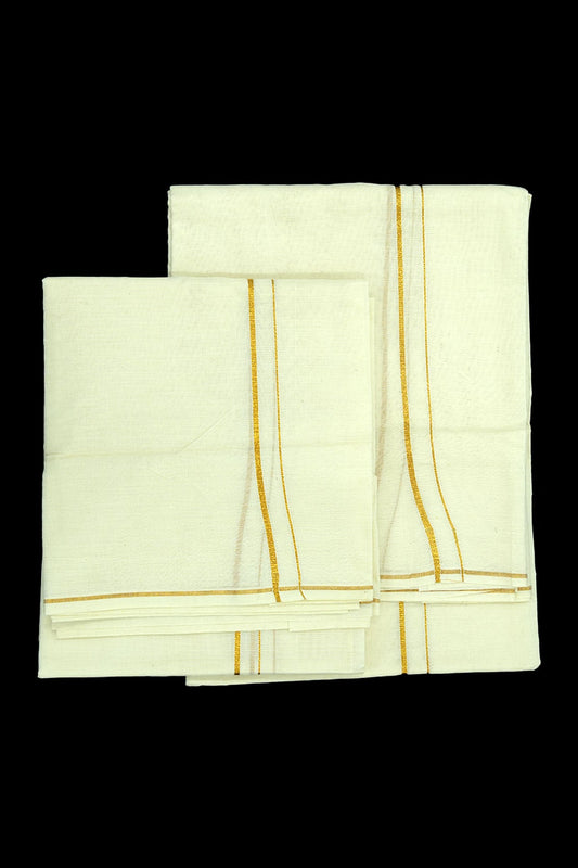 Simple Eerkkil Kara Set Mundu Golden Kara