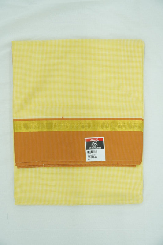 Cotton Saree (#007) – Soft Daily Wear with Checks Design & Lines Pallu