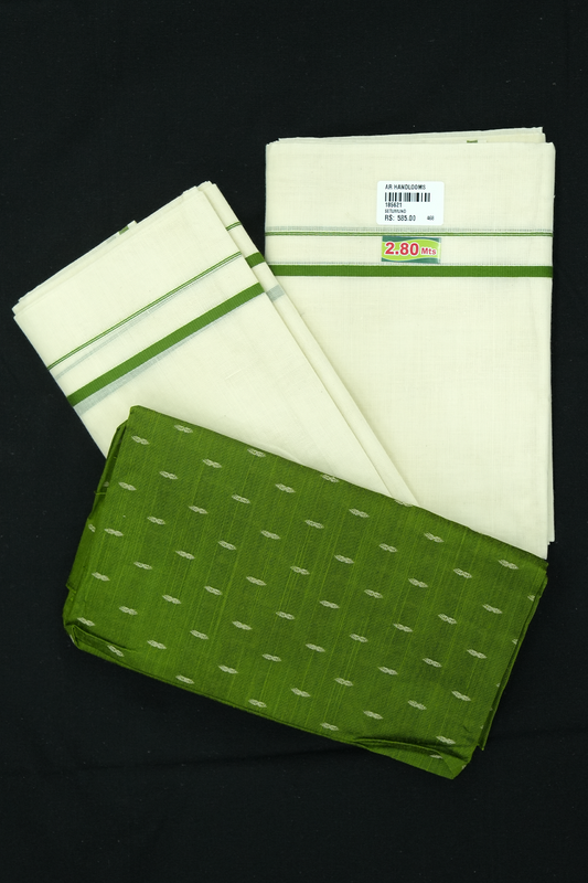Puliyilakara Set Mund with Blouse – Light Green