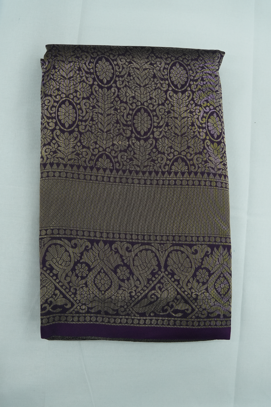 Brocade Saree – Dark Violet Elegance