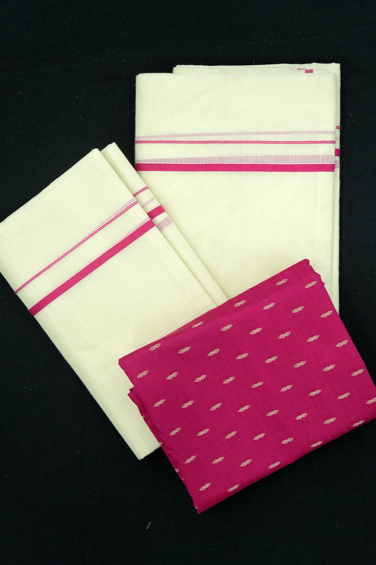 Puliyilakara Set Mund with Blouse – PINK
