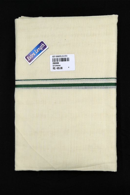Simple Eerkkil Kara Set Mundu (Dark Green) – Slender Borders & Kara