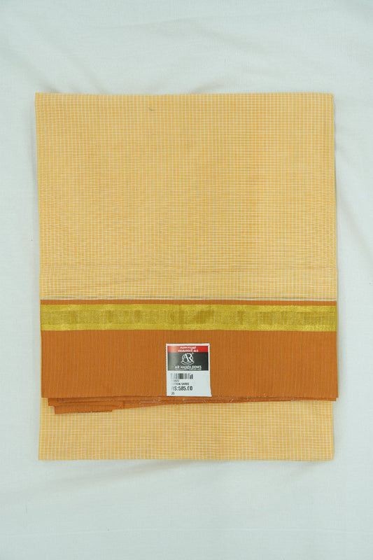 Cotton Saree (#001) – Soft Daily Wear with Checks Design & Lines Pallu