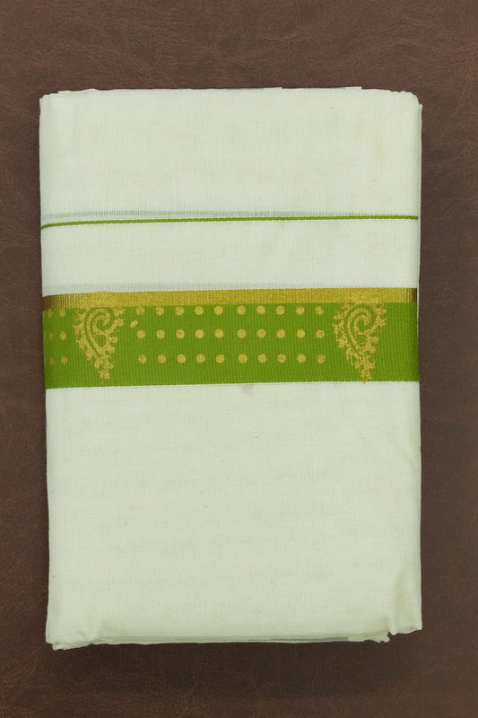 Set Mundu – Light Green Radiance with Golden Elegance