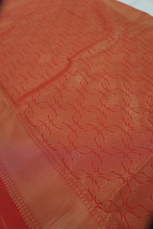 Brocade Saree – Wedding Orange Elegance