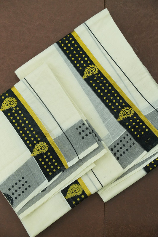 Set Mundu – Black Series with Golden Kara Elegance