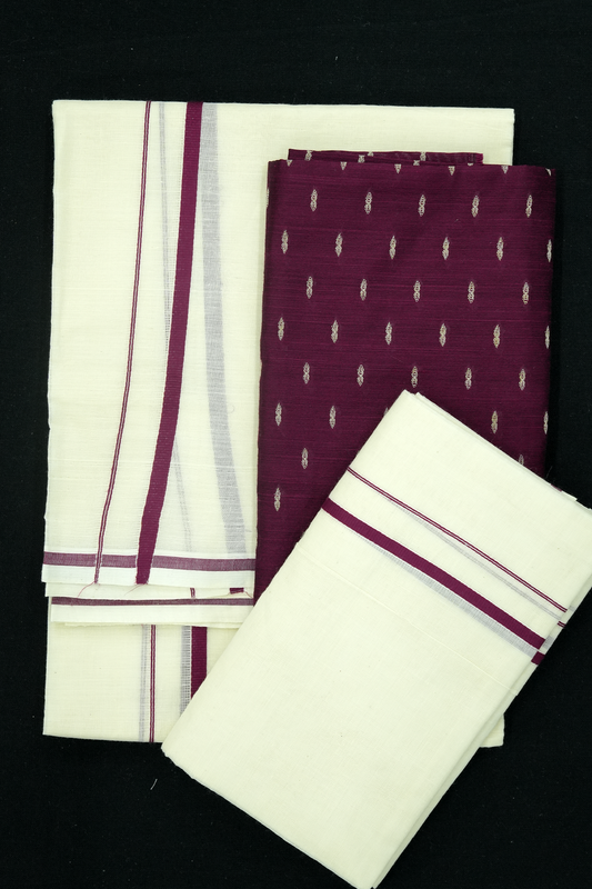 Puliyilakara Set Mund with Blouse – PURPLE