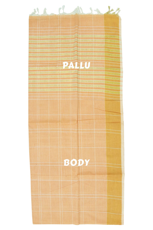 Cotton Saree – Orange with Golden Zari Lines (#0017)