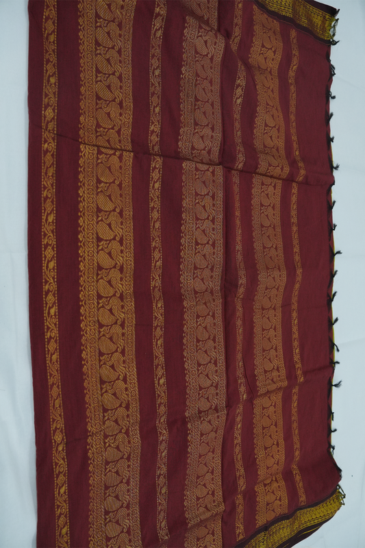 Kalyani Cotton Saree – Green with Red Border (08)