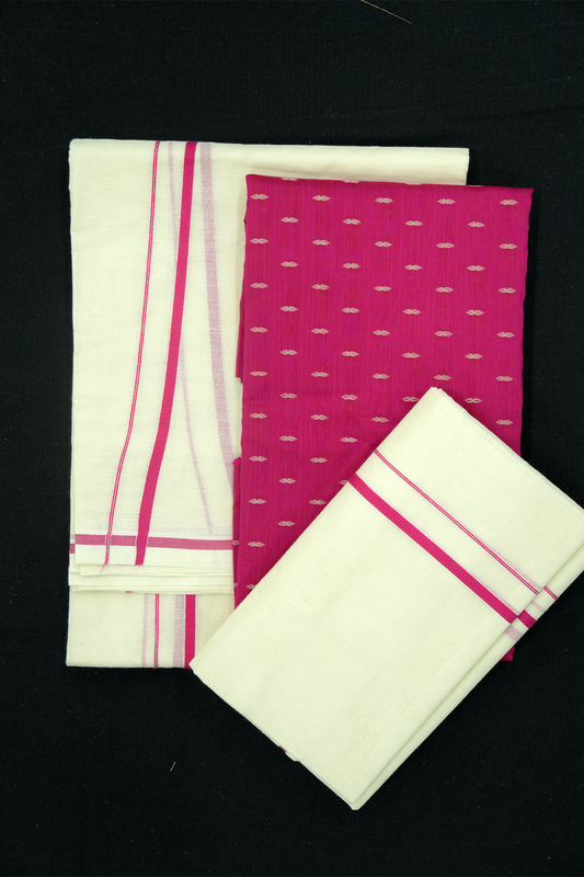Puliyilakara Set Mund with Blouse – PINK