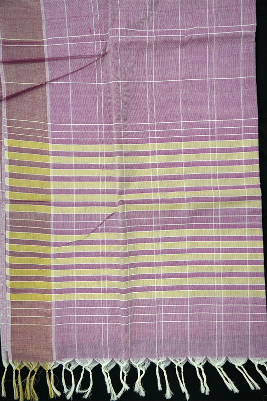 Cotton Saree – Shady Coral with Golden Zari Lines (#0024)