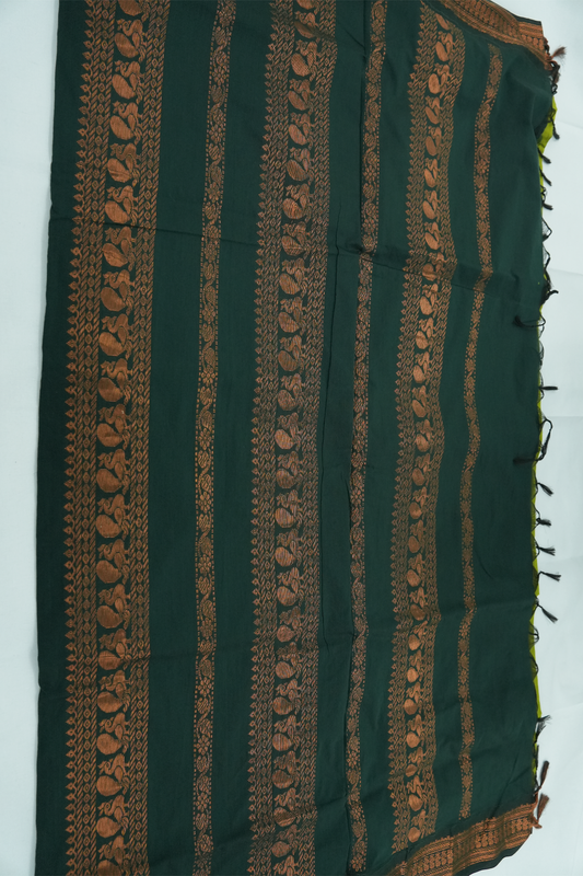 Kalyani Cotton Saree – Light Green & Dark Green (04)