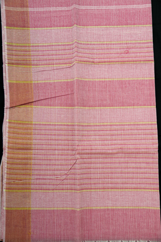 Cotton Saree – Coral with Golden Zari Lines (#0027)